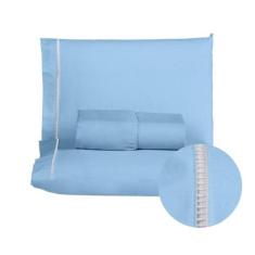 Jogo de lençol casal queen 3 peças 100% algodão 200 fios ponto palito 