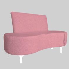 Sofá 2 Lugares Feijão Organico Pes Metal Cromados 140cm Rosa