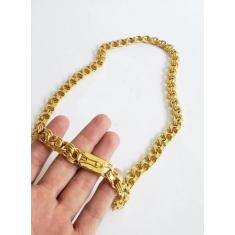 Cordão Banhado A Ouro 18k Modelo Friso Triplo 12mm Luxo - ToJoia18k