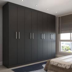 Guarda-Roupa Casal Ela e Ele 8 Portas 8 Prateleiras Malbec Preto Fosco - Panorama Móveis