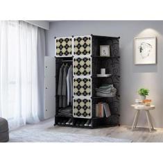 Guarda roupa portatil com sapateira cabideiro modular com prateleiras 