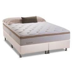 Cama Box Queen: Colchão Molas Herval Bonnel Inspiracion + Base crc Courano White(158x198)