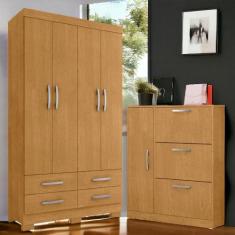 Conjunto de Guarda Roupa e Sapateira Coutos Naturalle - CASA H