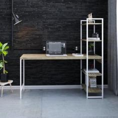 Escrivaninha Mesa Escritório com Estante Estilo Active 4 Prateleiras 1