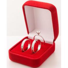 Par De Alianças De Prata 950 Compromisso Namoro + Solitário Tamanho:16