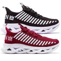 kit 2 tenis masculino de corrida academia caminhada treino fitness-Masculino