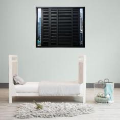 Janela Veneziana de Alumínio 3 Folhas Móveis 120x150cm Linha 25 Preto 