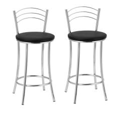 Kit 2 Banquetas Cromadas BC26-B A101 Cromado/Preto