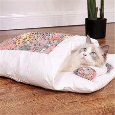 Cama de cachorro gato túnel cama casa fofa aconchegante tapete de gato camas quentes duráveis cesta portátil para animais de estimação canil almofada para cães suprimentos para gatos multicolorido