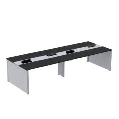Mesa de Plataforma Dupla para 4 Pessoas Corporativa 150x140/4p Preto/Cinza