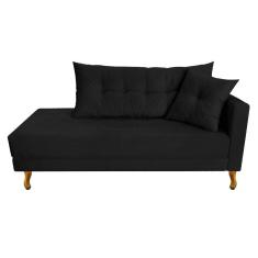 Recamier Azura 160cm Com Almofada Lado Esquerdo Suede Cor Preto