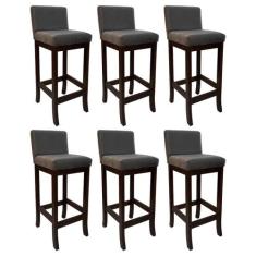 Kit 6 Banquetas Média Estofada para Bancada Capuccino Melody Suede Cin