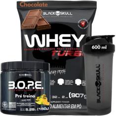 Whey Protein TURBO Concentrado + Pré-treino Bope + Coqueteleira 600ml 