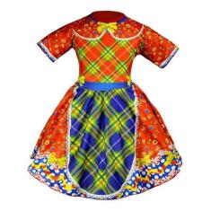 Vestido Festa Junina Infantil Menina Xadrez Vermelho Barato - Fantasia