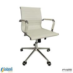 Cadeira Office Esteirinha Baixa PU Preta Ou Branca - Rivatti, Branco