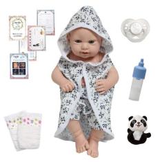 Boneco Reborn Príncipe Saída de Banho Panda Carequinha Fofo - Cegonha 