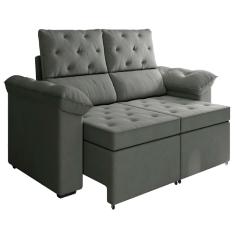 Sofá Retrátil 2 Lugares 1,50m Inglaterra Suede Cinza Selmer
