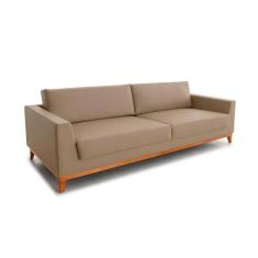 Sofá 3 Lugares Bartô Revestimento Sintético Bege 240 cm - Modern