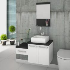 Gabinete para Banheiro 2 Portas 1 Gaveta com Cuba Q35 e Espelheira Legno 831w Espresso Móveis