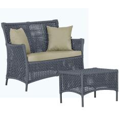 1 Sofá Área e Mesa Igapó Alumínio Pintura Preta Corda Náutica Estofado Impermeável Almofada 7 Trama