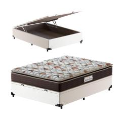 Cama Box Baú Casal Branca + Colchão de Espuma D45 - Probel Guarda-Costas ProForce Plus 138x188x70cm