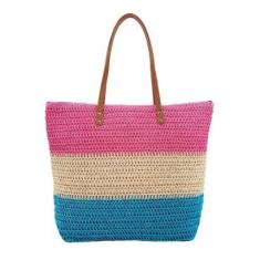 Bolsa Alice Palucci Palha Alça Dupla Tricolor-Feminino