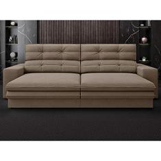 Sofá Pegasus 2,50m Assento Retrátil e Reclinável Velosuede Capucinno - Netsofas