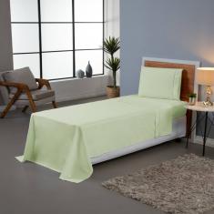 Jogo Lençol Solteiro 3 Peças 140 Fios Liso Ponto Palito