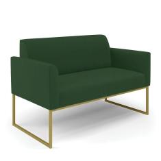 Sofá Namoradeira Base Industrial Dourado Marisa Veludo D03 - D\`rossi Cor Verde