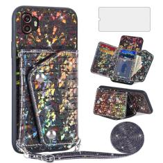Asuwish Capa de telefone para Samsung Galaxy XCover 6 Pro/X Cover Pro 2 capa carteira com protetor de tela e suporte para cartão de crédito acessórios de celular com glitter de couro XCover6 6Pro 2022