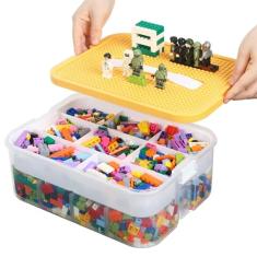 Douorgan Organizador de brinquedos para Lego Caixas organizadoras empilháveis com compartimentos, recipientes portáteis com tampas, blocos de montar, organizador em miniatura, caixa de armazenamento