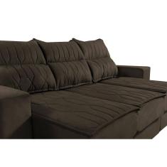 Sofá Retrátil E Reclinável 2,25m Cama Inbox Canadá Com Molas Velusoft Café