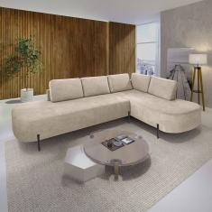 Sofá de Canto Luna Orgânico 265 Cm para Sala de Estar Bege