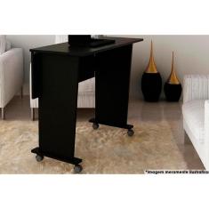 Mesa Notebook Escritório Dobrável Me4117 C/ Rodízios Preto - Tecno Mobili