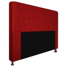 Cabeceira Estofada Brenda 160 cm Queen Size Com Botonê Suede Vermelho 