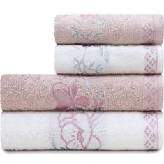 Jogo De Toalhas 4 Peças - Banho e Rosto Algodão Antipiling Yuna Karste