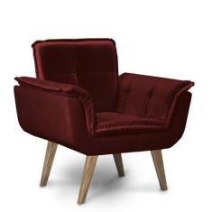 Poltrona Argus Base Palito 01 Lugar Bisart, Bordô