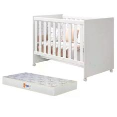 Berço Mini Cama Katatau Branco Brilho Com Colchão D18 De 10cm - Reller Móveis Branco Brilho