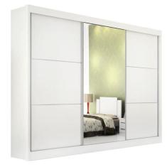 Guarda Roupa Casal com Espelho 3 Portas 6 Gavetas - Los Angeles-Branco