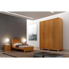 Guarda Roupa Solteiro 4 Portas 2 Gavetas - Canadá-Cinamomo - Leifer Mó