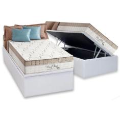 Cama Box Baú Solteiro: Colchão Molas Anjos Superlastic King Best + Bas