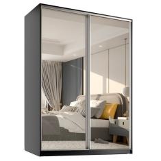 Guarda-Roupa Casal com 2 Espelhos Belluno 2 Portas 3 Gavetas Preto