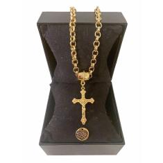 Colar Feminino Crucifixo Elo Português Grosso 6mm
