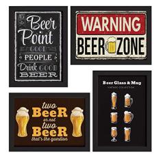 Quadros Frases Cerveja Moldura Preta 22x32cm 4un