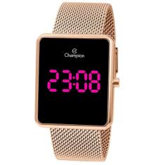 Relógio CHAMPION feminino digital quadrado rosê CH40080H