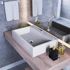 Kit Cuba Rt55 Com Torneira Pratika 1060 Metal e Válvula 1 Polegada e Sifão Cromado e Flexível Compace Bege