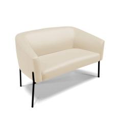 Sofá Namoradeira 2 Lugares Pé de Ferro Preto Stella Corino Bege D03 - D`Rossi