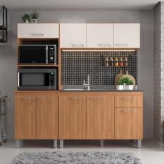 Cozinha Iara Modulada 3 Peças com Torre Quente Freijó/Off White