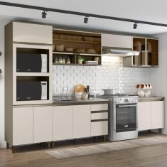 Cozinha Completa 6 Peças para 2 Fornos e Cooktop 12 Portas Aurora Espresso Móveis Duna/Cristal