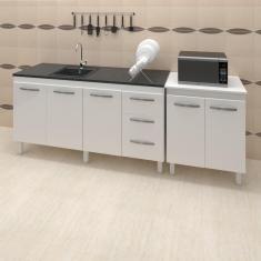 Balcao Pia 150cm E Multiuso 2 Portas 70cm Branco Mobbs Branco